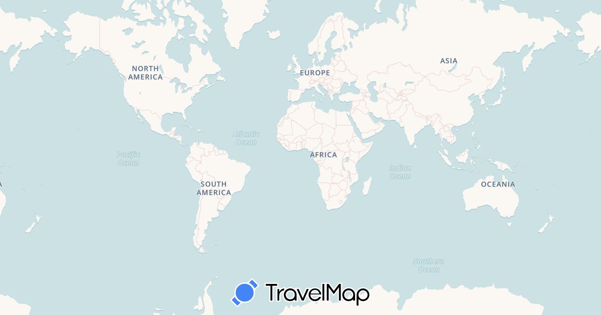 TravelMap itinerary: driving, bus, hiking, boat, hitchhiking in Malawi, Mozambique, Namibia, Swaziland, Tanzania, South Africa, Zambia (Africa)